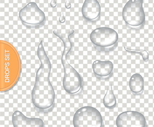 Crystal Clear Water Droplets, Aqua Liquid, Pure, Clean Drops, EPS File