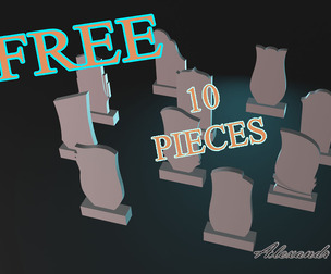 FREE KitBash / Tombstones 10 pieces