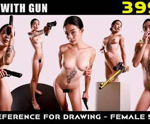 Poses With Gun | Drawing Reference - Female 52