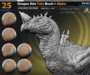 Dragon Skin Trim Brush + Alpha | Vol.02