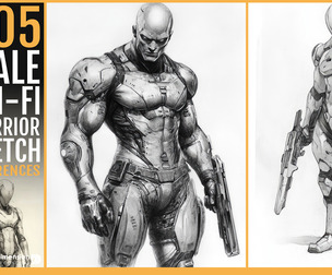 505 Male Sci-fi warrior sketch