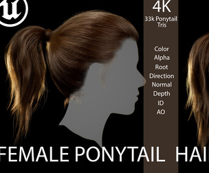 Real-Time Female Ponytail Hairstyle — Game-Ready Hair Asset