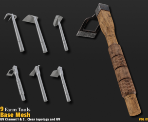 9 Farm Tools Base Mesh-VOL01
