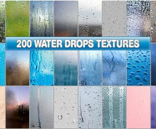 200 Water Rain Drops Glass Windows, Liquid Texture, Wet Surface Effect