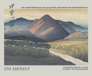 Ito Shinsui Procreate Kit (Procreate Brushes, Color Palettes & Woodblock Textures)