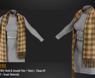 Girl's Outfit (VOL.03). Marvelous Designer/Clo3D file+OBJ,FBX+4K Textures(PBR+Smart Material)