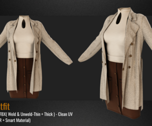Girl's Outfit (VOL.03). Marvelous Designer/Clo3D file+OBJ,FBX+4K Textures(PBR+Smart Material)