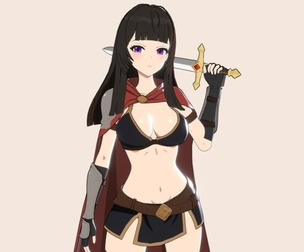 Anime Warrior Girl - RPG Rigged Character