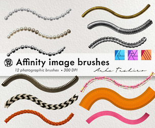 Beaded Border Brushes Set Decorative Lines 300 DPI Printable Instant Download for Affinity