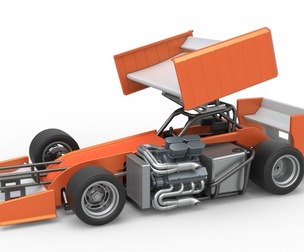 Supermodified front engine Winged race car V3 Scale 1:25