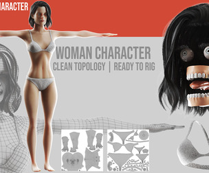 Realistic Female Base Mesh | Game-Ready | Rigged + FBX + Blender + 3ds Max