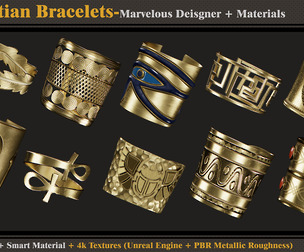 10 Egyptian Bracelets-MD-Clo3d-Smart Material-Textures-OBJ-FBX
