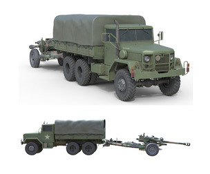 Military Truck m35a2 with Field Howitzer M119