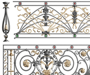 Decorative Wrought Iron Railing 3D Model – Ornamental Forged Fence for Architectural Visualization