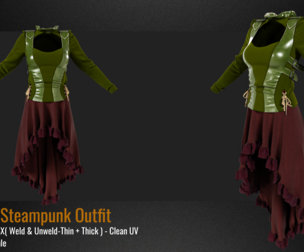 Women's Steamounk Outfit (VOL.01). Marvelous Designer/Clo3D file+OBJ,FBX+4K Textures(PBR)
