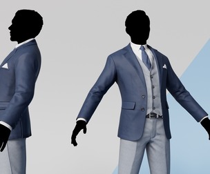 Men Pans with Shirt Blazer and Shoes Mix Grey Blue Black