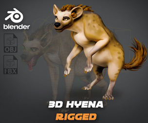 Cartoon Realistic Spotted Hyena Rigged For Blender