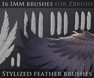 Stylized Feather IMM brushes (ZBrush 2019.1 and higher)