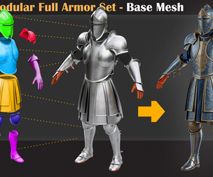 320+ Modular Full Armor Set - Base Mesh - VOL 31