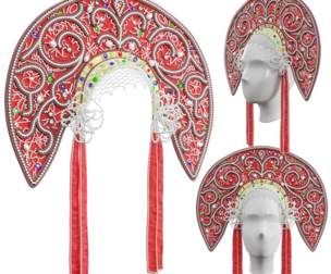 Russian Kokoshnik Headdress 3D Model – Ornamental Crown with V-Ray Materials