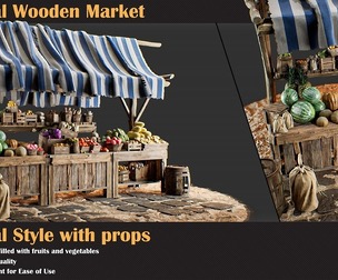 Medieval Wooden Market Pack – Set 1 With Props