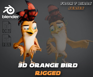 3D Orange - Rigged Cartoon Bird