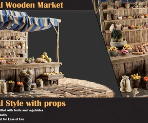 Medieval Wooden Market Pack – Set 3 With Props
