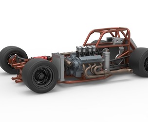 Supermodified front engine race car Base Version 3 Scale 1:25