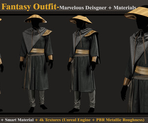 Chinese Fantasy Outfit-MD-Clo3d-Smart Material-Textures-OBJ-FBX