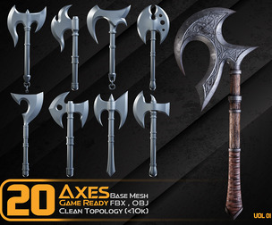 20 Viking warrior AXES - Basemesh - Vol 01
