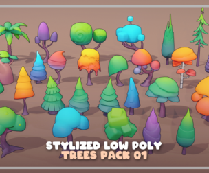 Stylized Low Poly Trees Pack 01