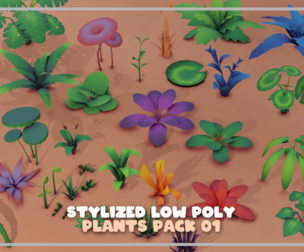 Stylized Low Poly Plants Pack 01