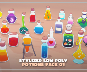Stylized Low Poly Potions Pack 01