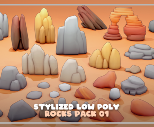 Stylized Low Poly Rocks 01