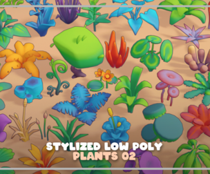 Stylized Low Poly Plants 02 Pack
