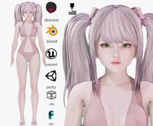 Bikini clothes 0023 - Rig - Unreal - Unity - Blender - Animated - Realistic Female Character
