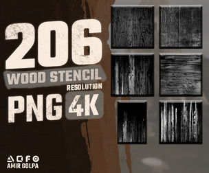 RawWood Collection: 206 Real-Texture PNG Stencils from Natural Grains