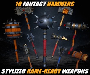 Stylized Fantasy Hammer Pack – 10 GameReady Weapons
