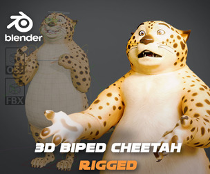 Biped Cheetah - Rigged Cartoon Animal