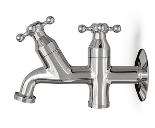 Classic Double Outlet Chrome Wall Tap with Cross Handles