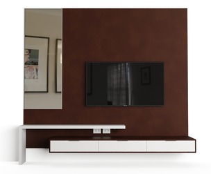 Modern TV Wall Panel with Large Mirror