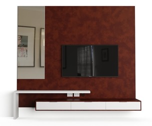 Modern TV Wall Panel with Large Mirror
