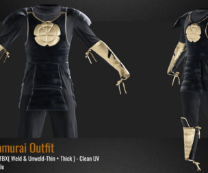 Men's Samurai Outfit (VOL.01). Marvelous Designer/Clo3D file+OBJ,FBX+4K PBR Textures