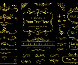 Elegant Golden Decorative Frame, Luxury Decoration, Vintage Ornate Flourish, EPS File