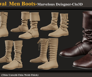 5 Medieval Men Boots-MD-Clo3D-ZPRJ-FBX-OBJ