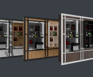 Restaurant bar vitrin furnitureand and lighting lamp 3D