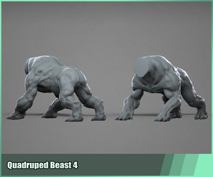 Quadruped Beast 4 Base Body Mesh