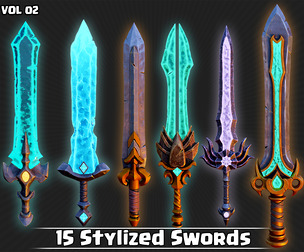 15 Stylized Swords Game Ready VOL02