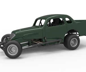 Vintage Dirt Modified stock car while turning Scale 1:25
