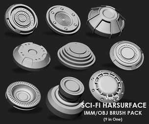 Sci-fi Hardsurface IMM Brush Pack 9 in One 3D model vol2